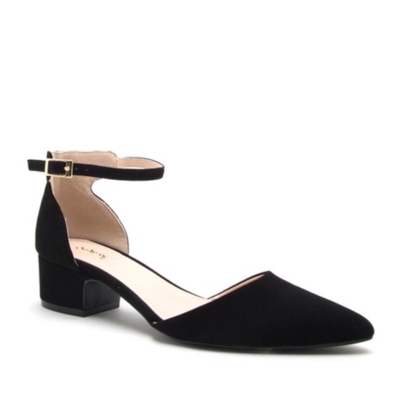 low block heel pointed shoes